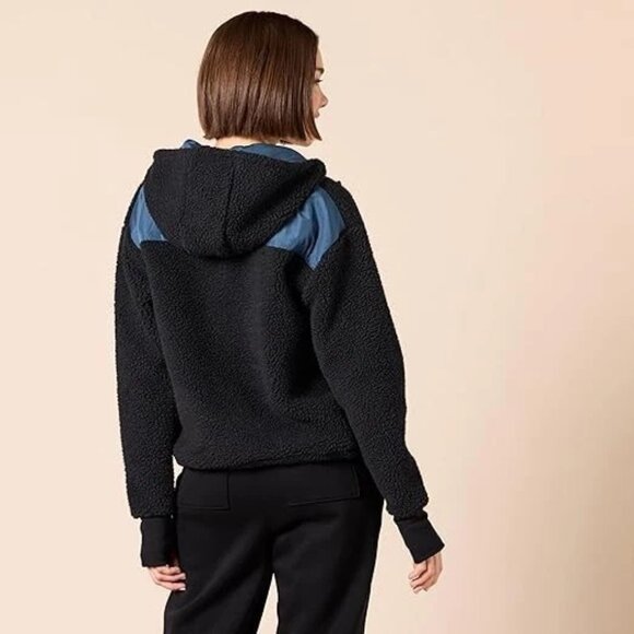 Womens Teddy Fleece Quarter Snap Hooded Pullover Jacket Kangaroo Pocket Size 5X - Picture 2 of 6